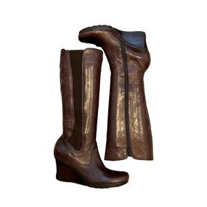 Womens size 9.5 Kenneth Cole‎ Brown leather/Wedge/Heel/western/vintage/boho